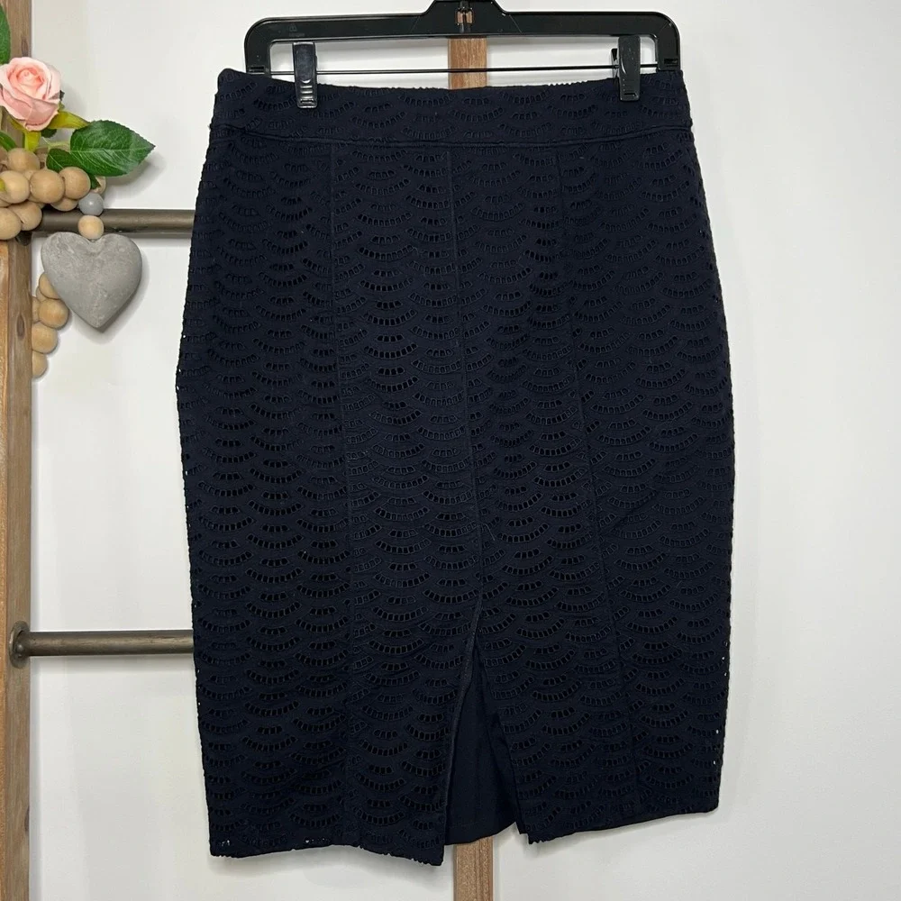 Ann Taylor Black Pencil Classic Workwear Chic Knee Length Skirt Size 4